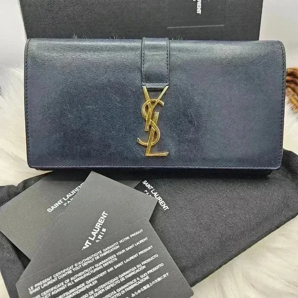 YSL Cobalt Bleu Cassandra  Long Wallet - Picture 4 of 16